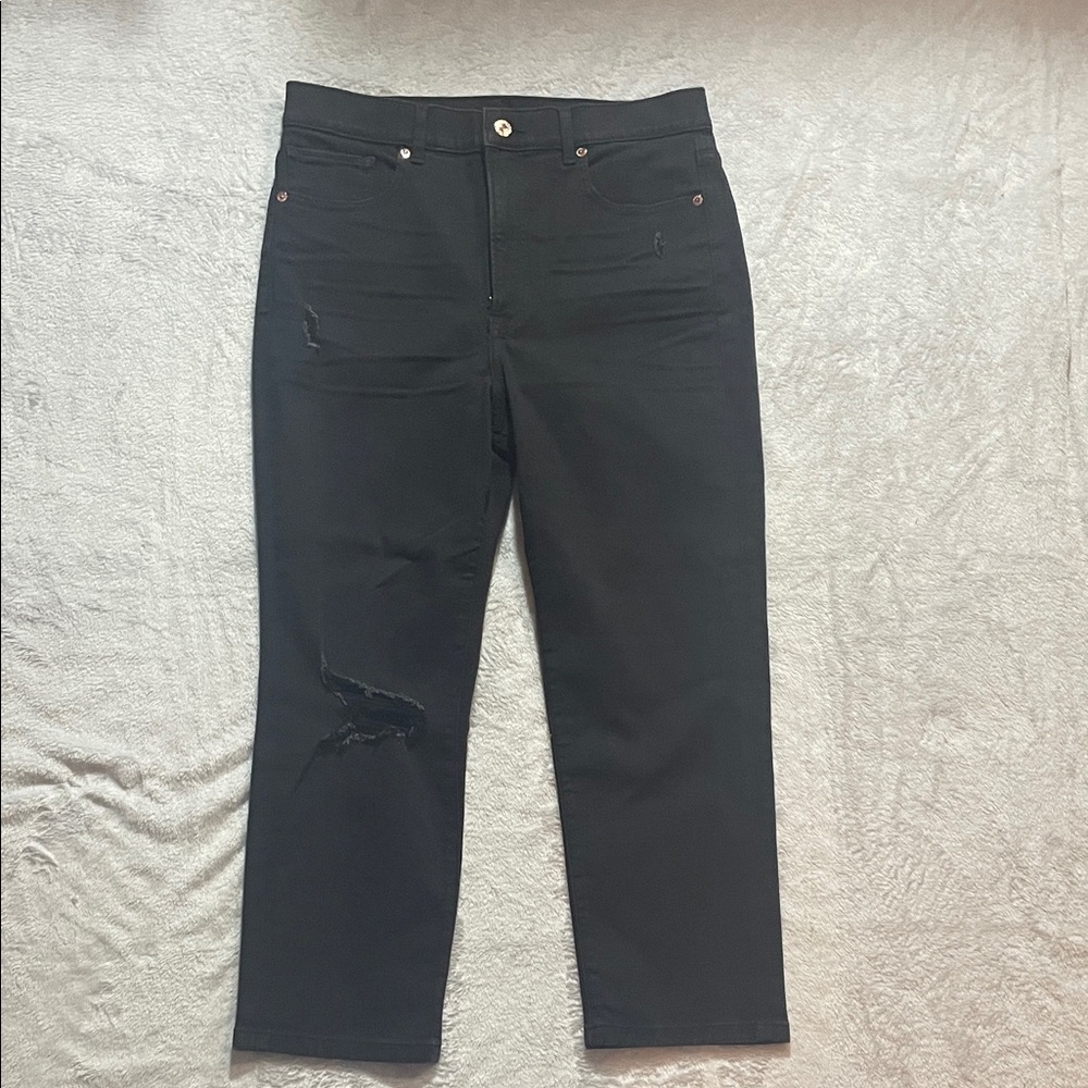 Express Black High Waisted Distressed Jeans